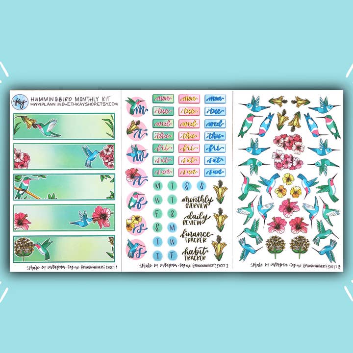 Kit mensuel Hummingbird pour la vente par Planning With Kay