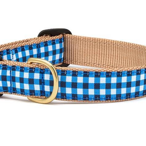 Up Country, Inc. - Wholesale Pet Collar - Dog - Navy Gingham Dog Collar