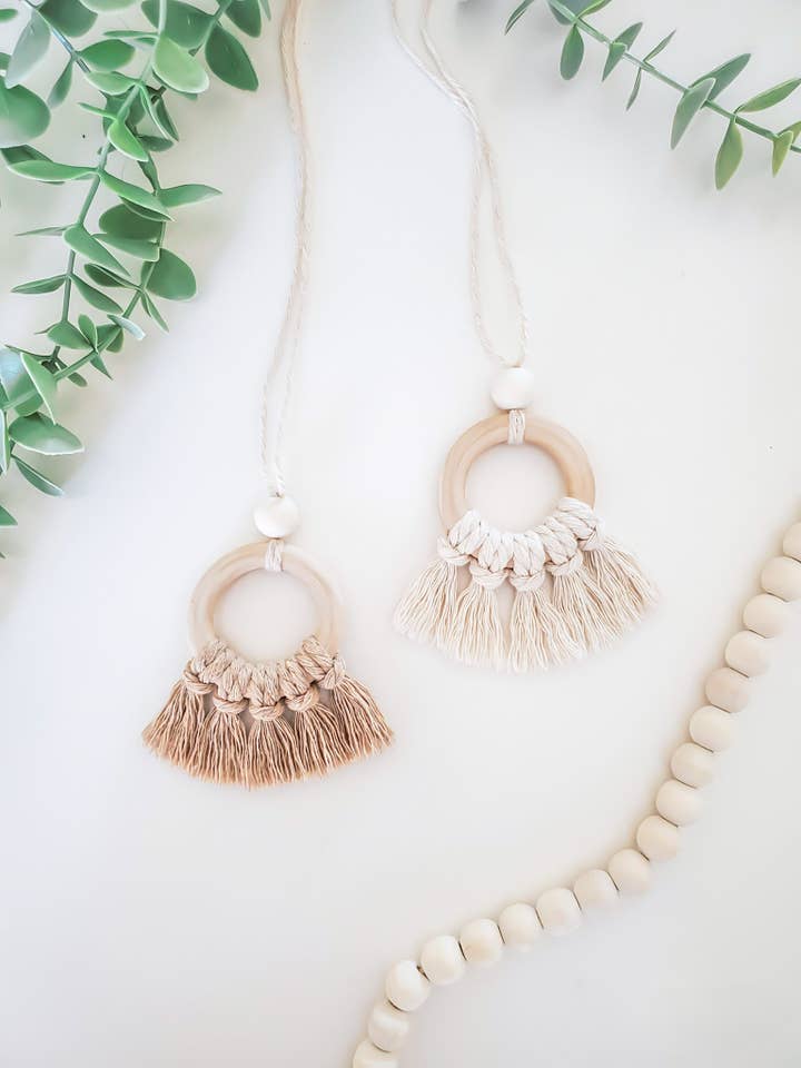 Macrame Car Charm | rearview mirror hanging, boho car decor for wholesale by Caught In a Knot Co.