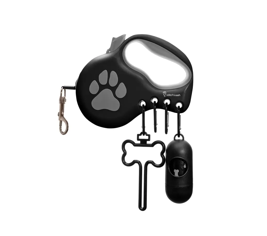 StitchLeash - Wholesale Pet Leash - Dog - StitchLeash® Coops Retractable Dog Leash with Clip & Go™ System – Black/White | 16–23 ft | 6 per case9