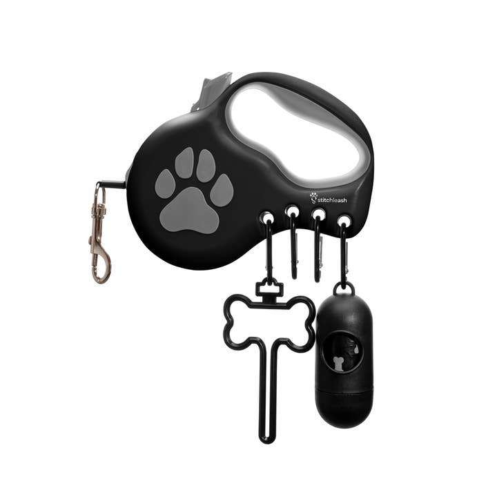 StitchLeash - Wholesale Pet Leash - Dog - StitchLeash® Coops Retractable Dog Leash with Clip & Go™ System – Black/White | 16–23 ft | 6 per case9