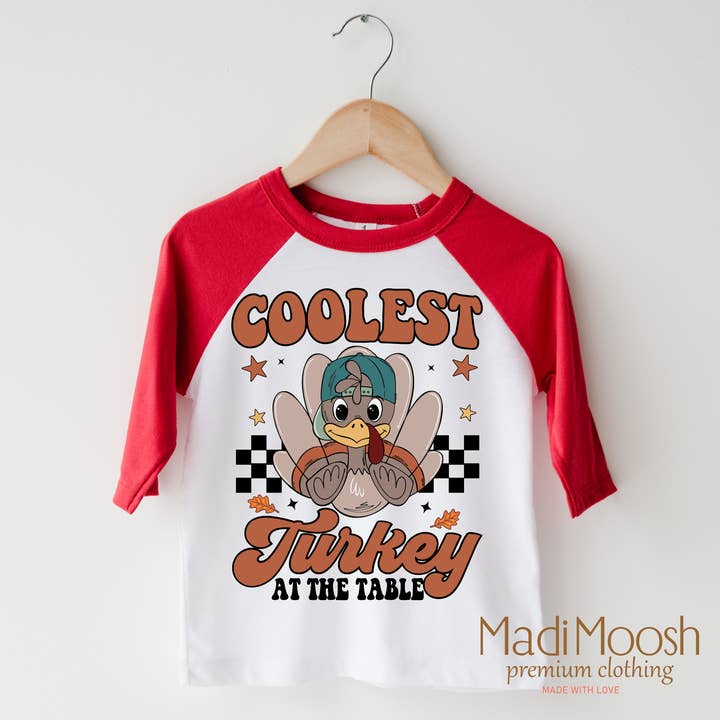 Madi Moosh - Wholesale Screen Printed T-Shirt - Kids - Coolest Turkey At The Table Shirt - Thanksgiving Shirt2