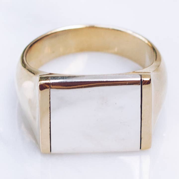 Mixed Metals Flat Top Ring - Brass for wholesale by JewelryLab