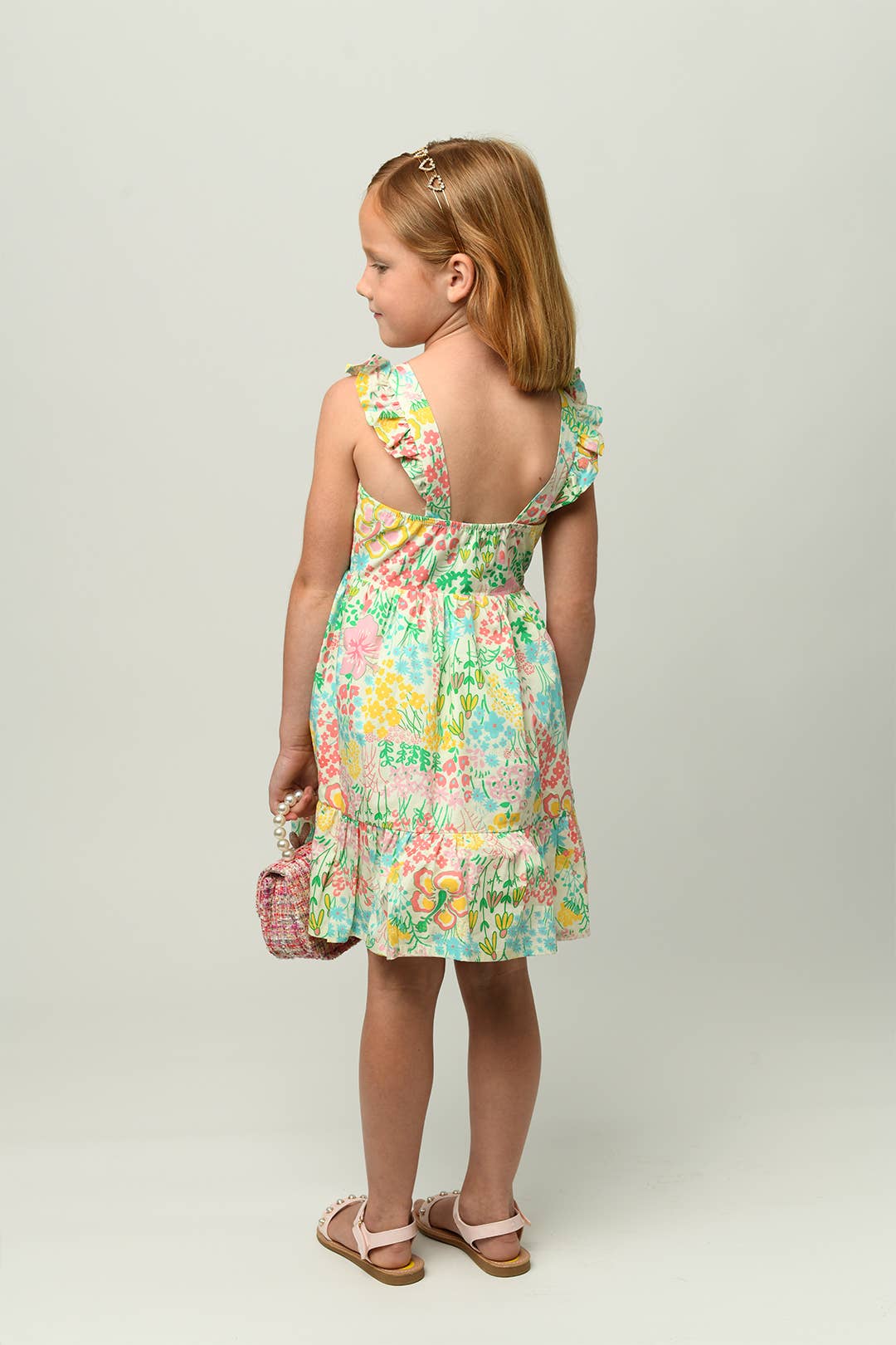 Minna - Wholesale Dress - Kids -  Flutter Sleeve Sun Dress - Magical Sunny Meadow Florals4