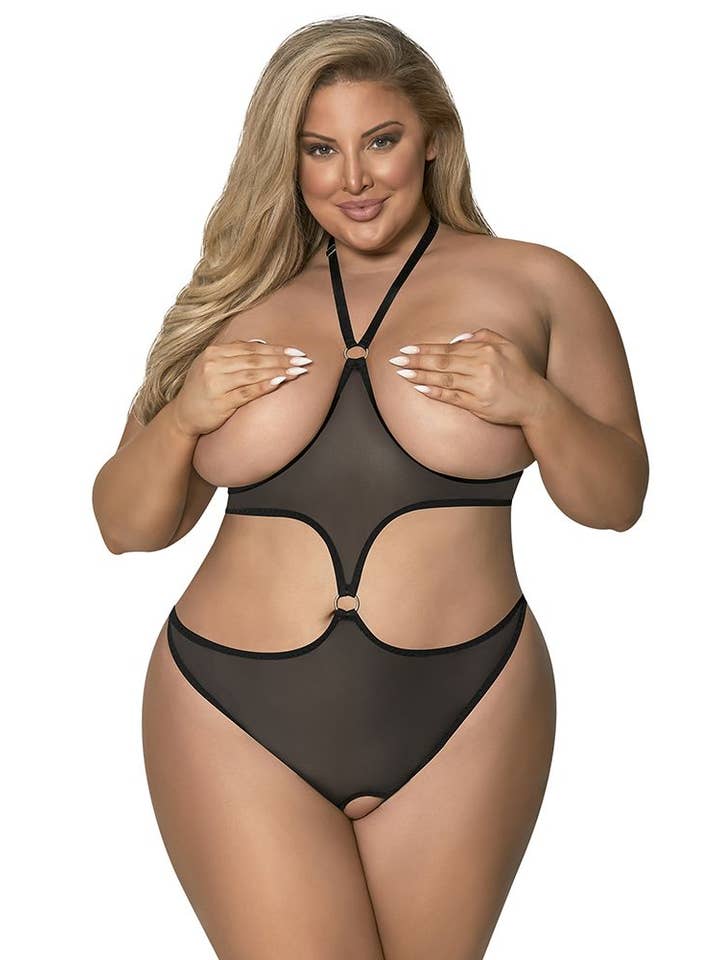 Lingerie Mart - Vente Body de lingerie – femme - Peluche Magic Silk sans bonnets et sans entrejambe M258Q
