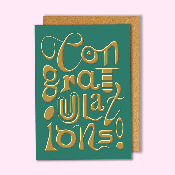 Congratulations Gold Foil Postcard for wholesale by Oditti