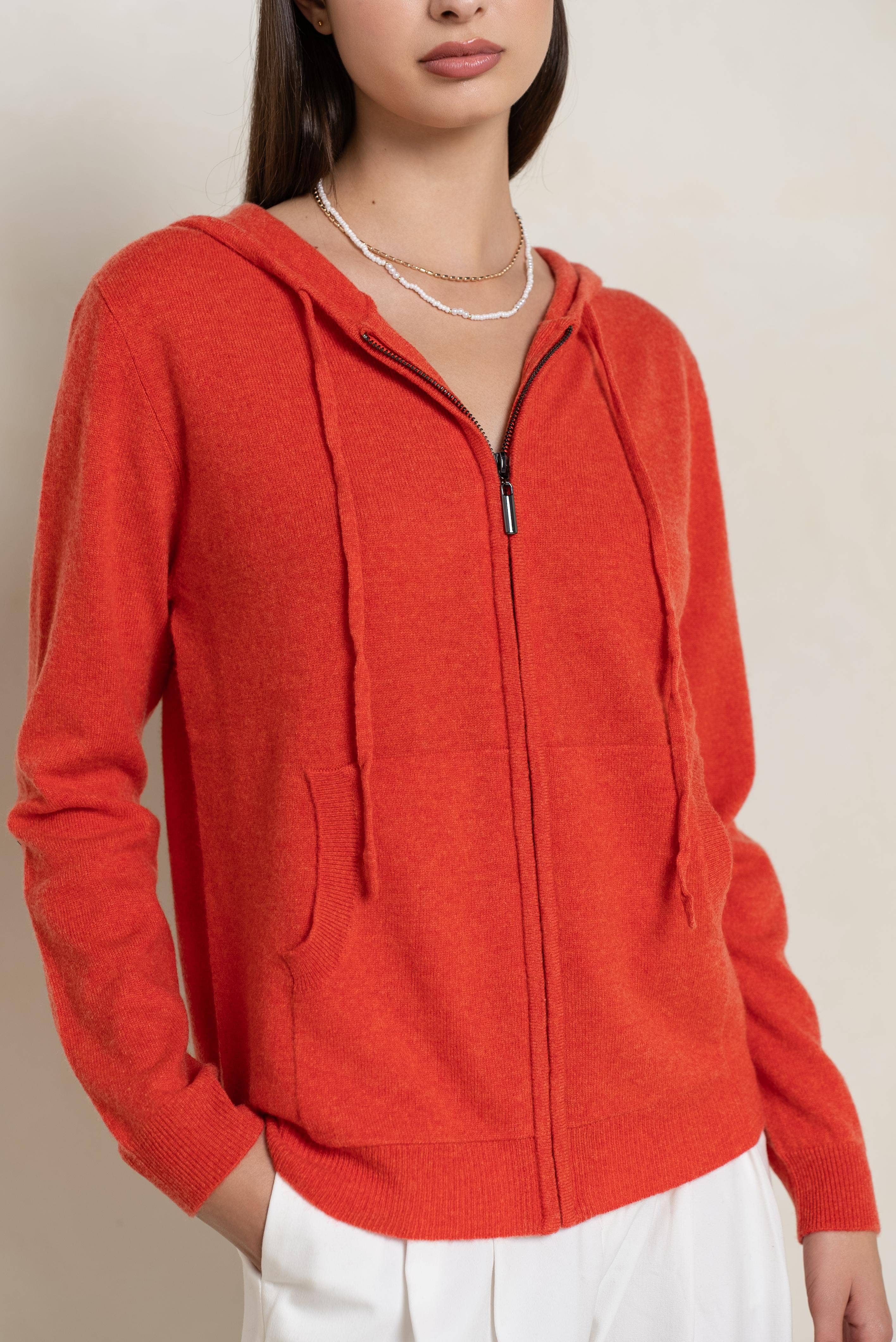 jw.atelier - Vente Sweat à capuche – femme - Gilet 100% cachemire zippé à capuche10