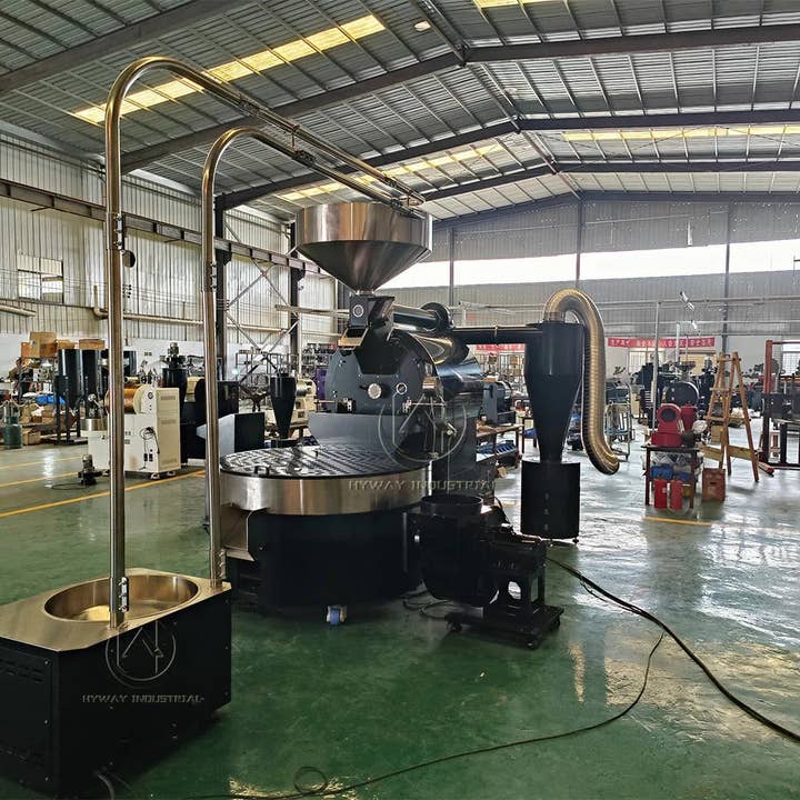 HW-60kg Double Drum Cast Iron Stainless Steel Gas Hot air Heating Coffee Roasters Coffee Bean Coffee Roaster Machine for wholesale by Ivy Royal