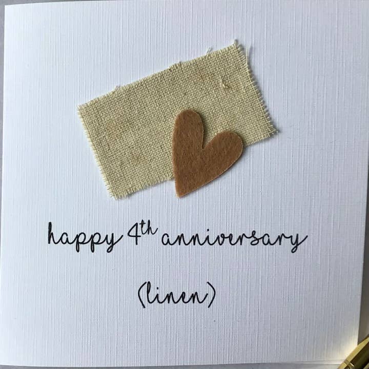 4th Wedding Anniversary Card, Linen Anniversary Card for wholesale by Lilac Sprig