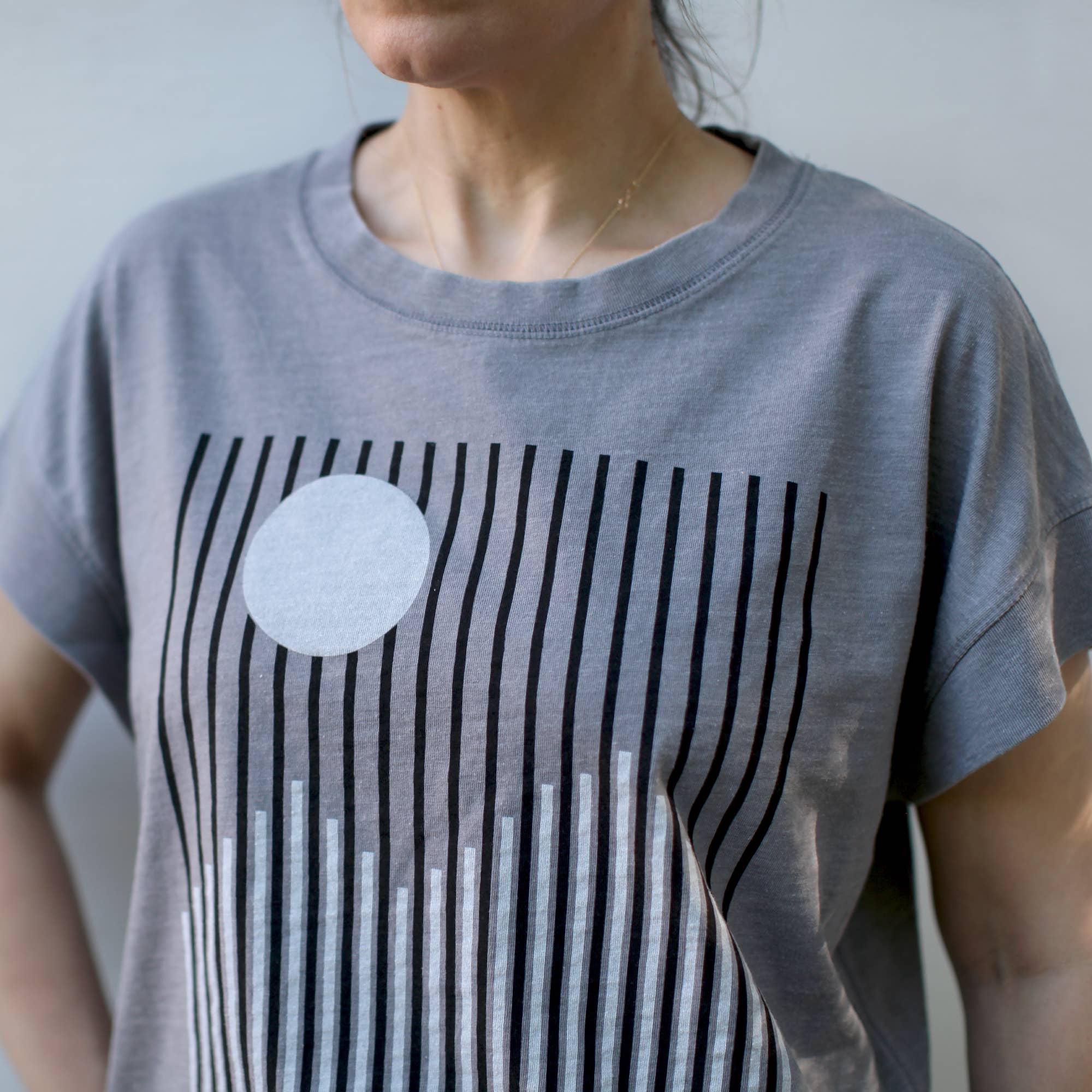 Blackbird Supply Co. - Wholesale Screen Printed T-Shirt - Women's - Glacier Geometric Alpine Mountains Loose Fit Boxy Tee Gray4