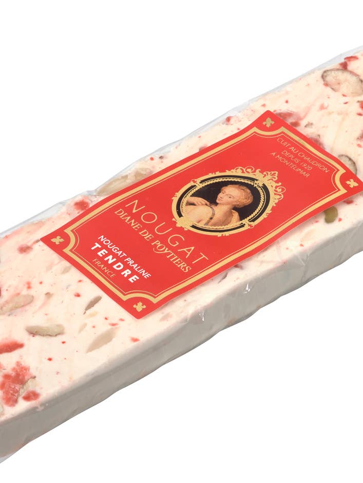 Nougatpralin mjuk röd 100 g bar i display för wholesale av Nougat Diane De Poytiers