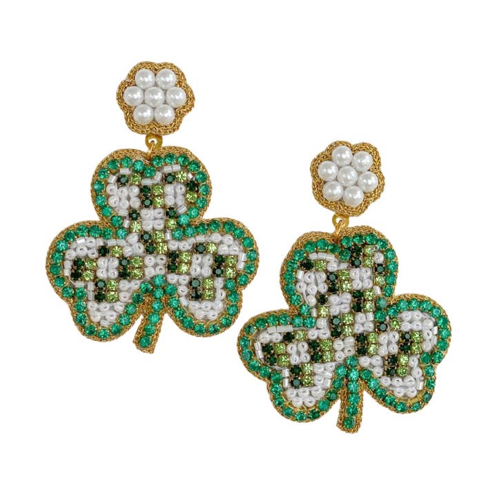 St. Patrick Gingham Clover øreringe for engroshandel hos Gaby & Grace
