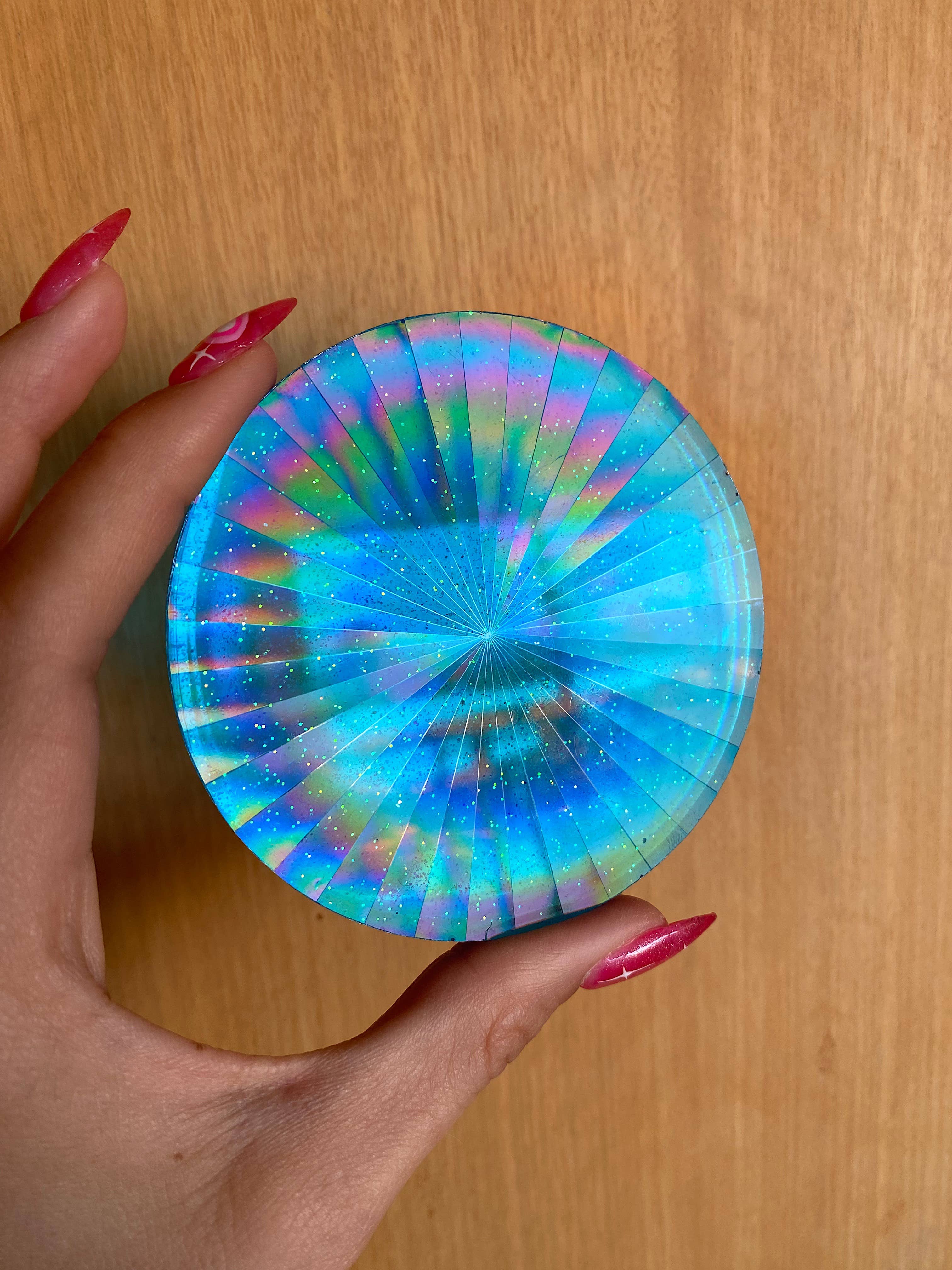 Rosemilk Resin - Wholesale Coasters - Holographic Blue Coaster2