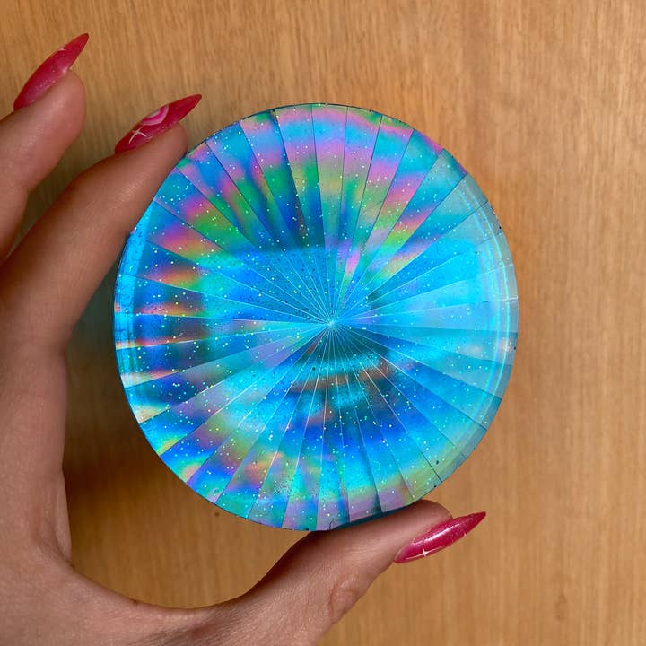 Rosemilk Resin - Wholesale Coasters - Holographic Blue Coaster2