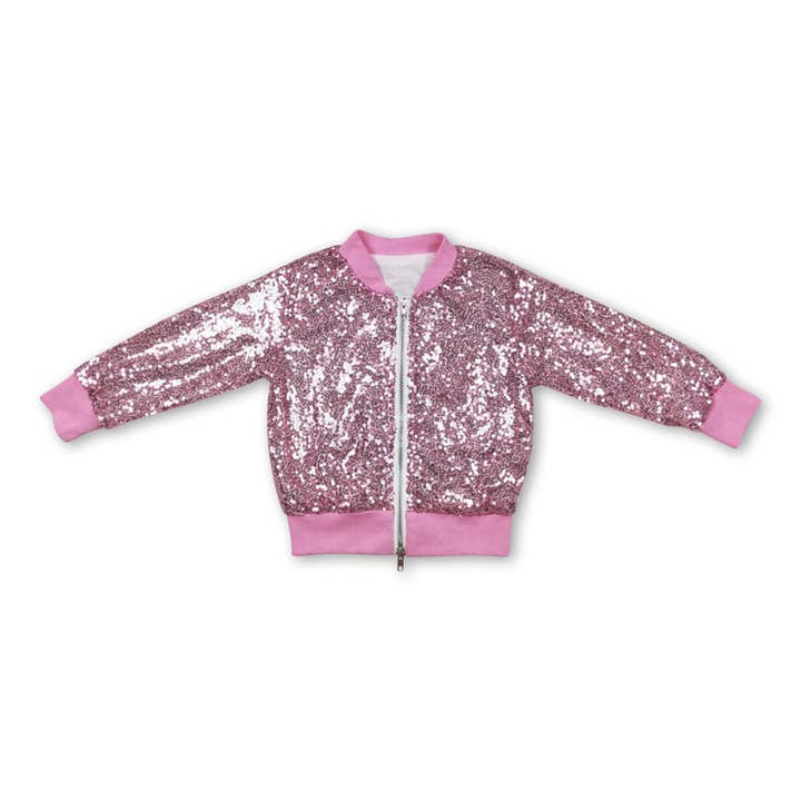 Yawoo Garments - Wholesale Coat - Kids - Pink sequin zipper baby girls winter coat