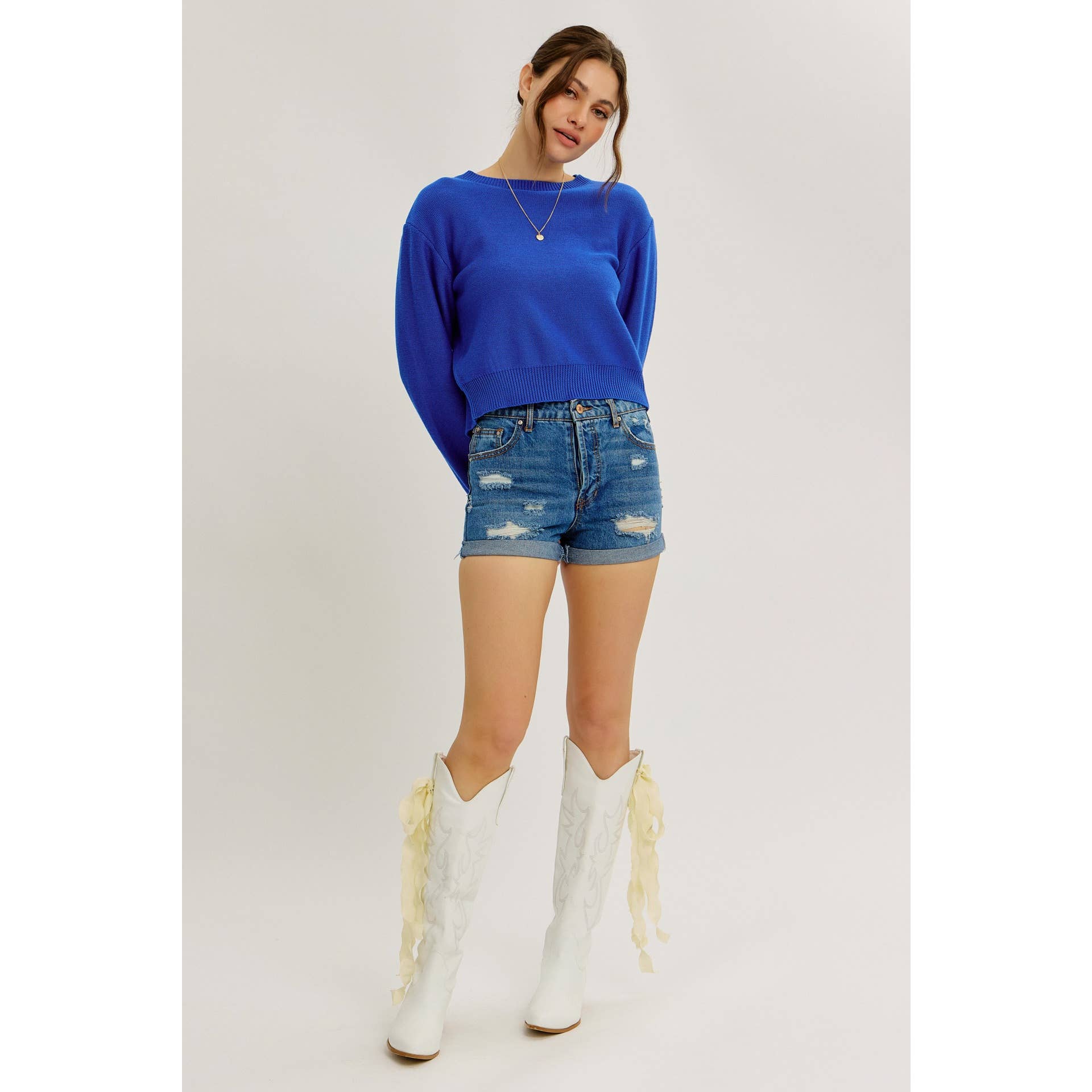 idem ditto – Pulôver - Mulher por atacado – TOP DE MALHA COM LAÇO NAS COSTAS E DECOTE REDONDO EM CONTRASTE27