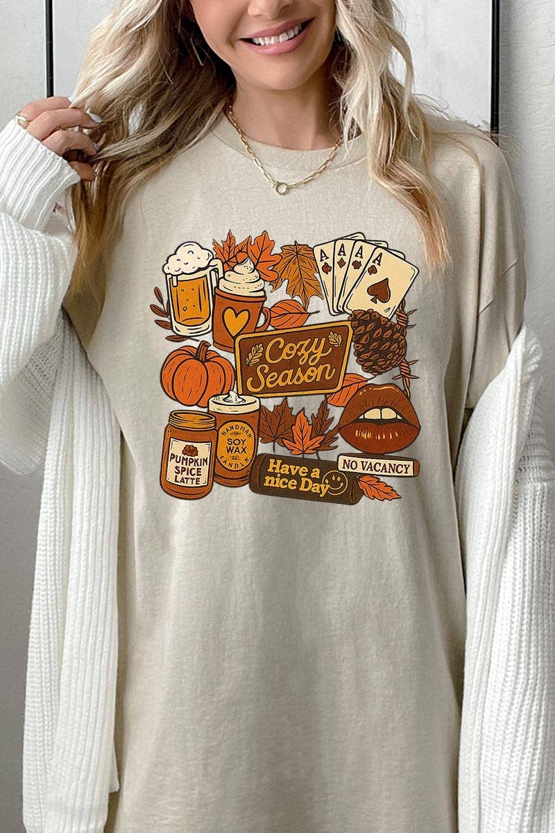 COLORBEAR - Wholesale T-Shirt (Graphic) - Women's - Retro Fall Collage Graphic Heavy Cotton Tee3