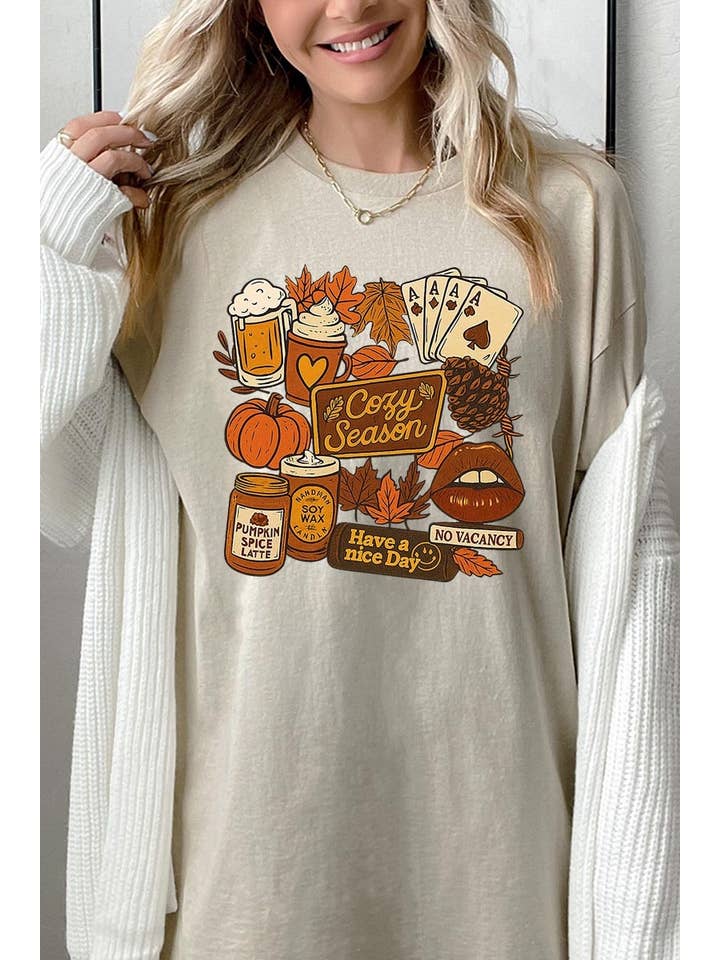 COLORBEAR - Wholesale T-Shirt (Graphic) - Women's - Retro Fall Collage Graphic Heavy Cotton Tee3