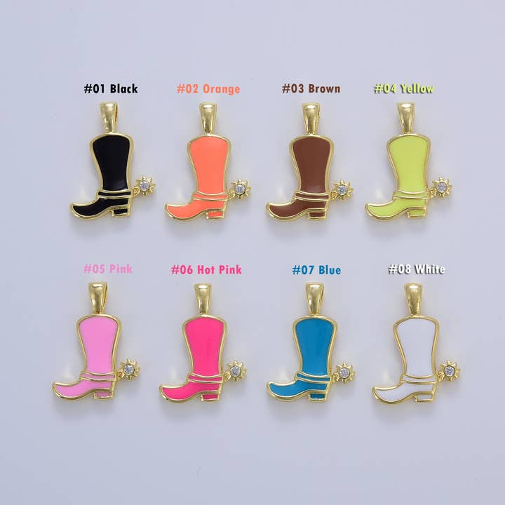 Gold Filled Enamel Color Cowboy Boot Charm Pendant CP1629 for wholesale by Beads Creation