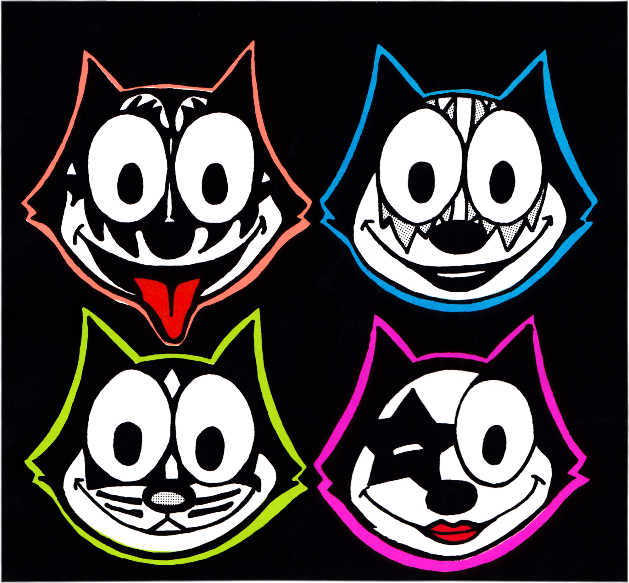 Square Deal Recordings & Supplies - Wholesale Sticker - Sticker - Felix The Cat 4 Kiss Faces Parody - Vintage 1990s0