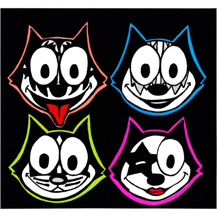 Square Deal Recordings & Supplies - Wholesale Sticker - Sticker - Felix The Cat 4 Kiss Faces Parody - Vintage 1990s