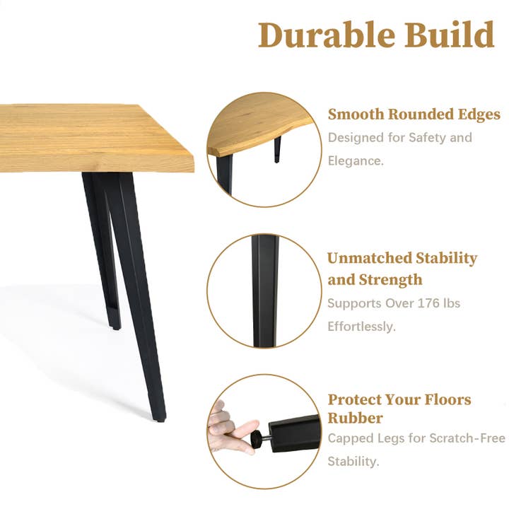 39F Inc. - Wholesale Side Table - 63in Natural Rustic Wood Live Edge Dining Table for 6 people