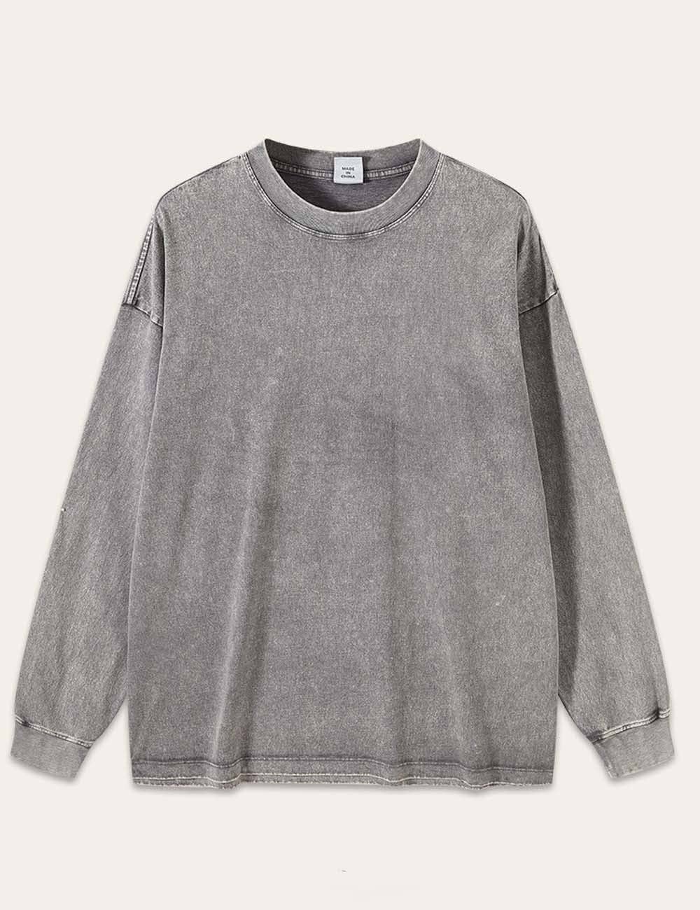 Dipped Shop - Wholesale T-Shirt - Women's - Vintage Washed Crew Neck Long Sleeve T-shirt DP25E5694