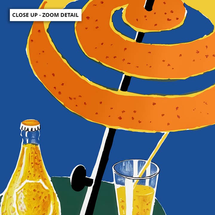 PRINT AND PROPER - Wholesale Art Print - Orangina Villemot Poster. Terrace & Parasol Remastered Print2