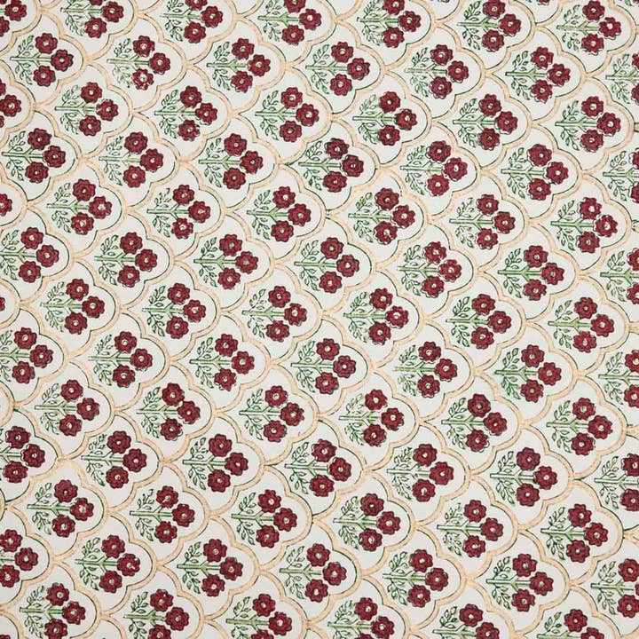 Paper Mirchi - Wholesale Flat Wrap - Block Printed Wrapping Paper Sheets - BP Trellis Cherry2