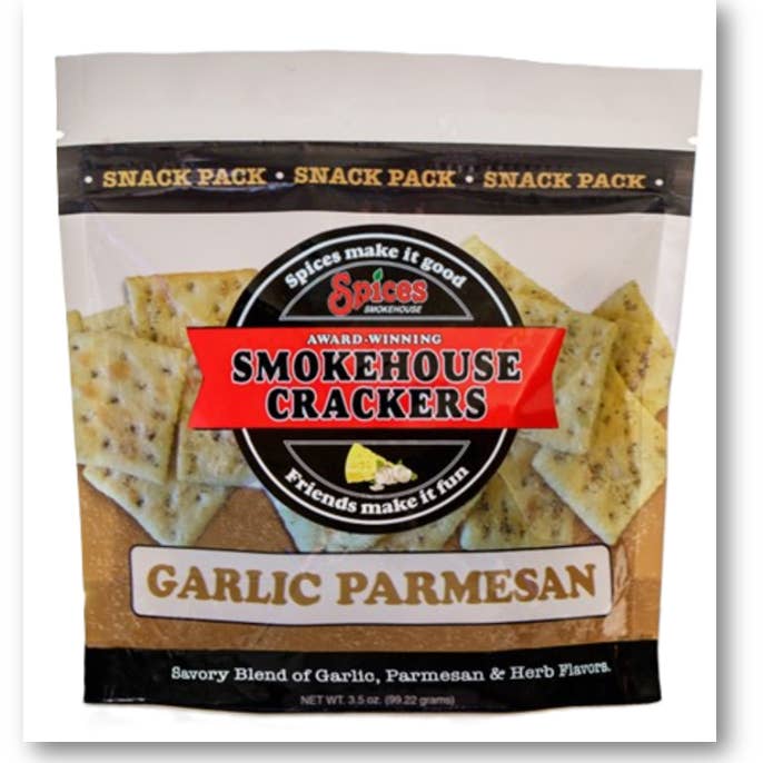 Smokehouse Crackers - Wholesale Crackers - Spices Smokehouse Crackers - Garlic Parmesan - 12ct
