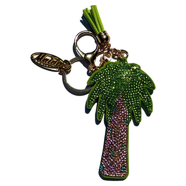 *PALM TREE RHINESTONE KEY CHAIN EXCLUSIVE for wholesale by Maida Designs