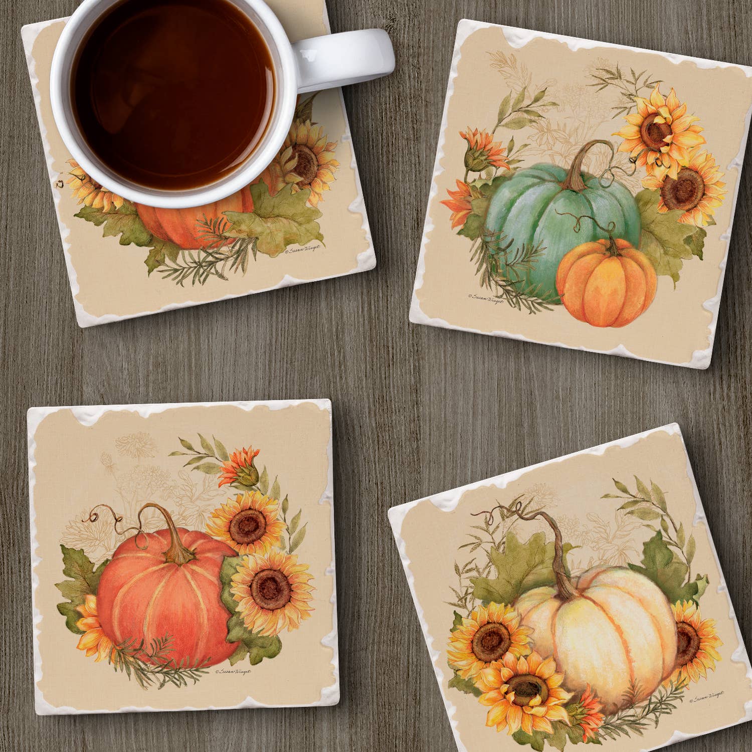 CounterArt/Highland Home/Thirstystone - Vente Sous-verre - Ensemble de 4 sous-verres assortis "Champ de Récolte"1