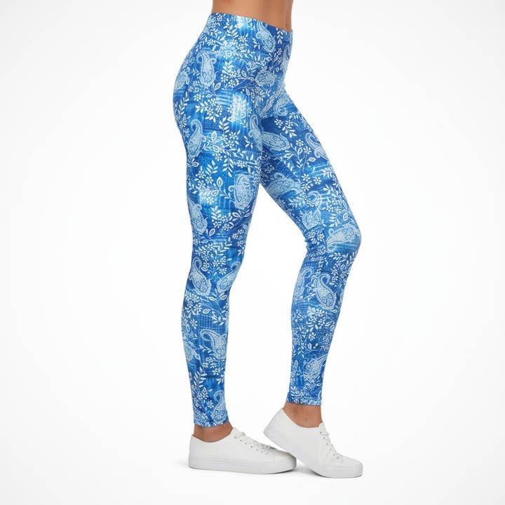 Blue Paisley Ultimate Leggings for wholesale by Natopia