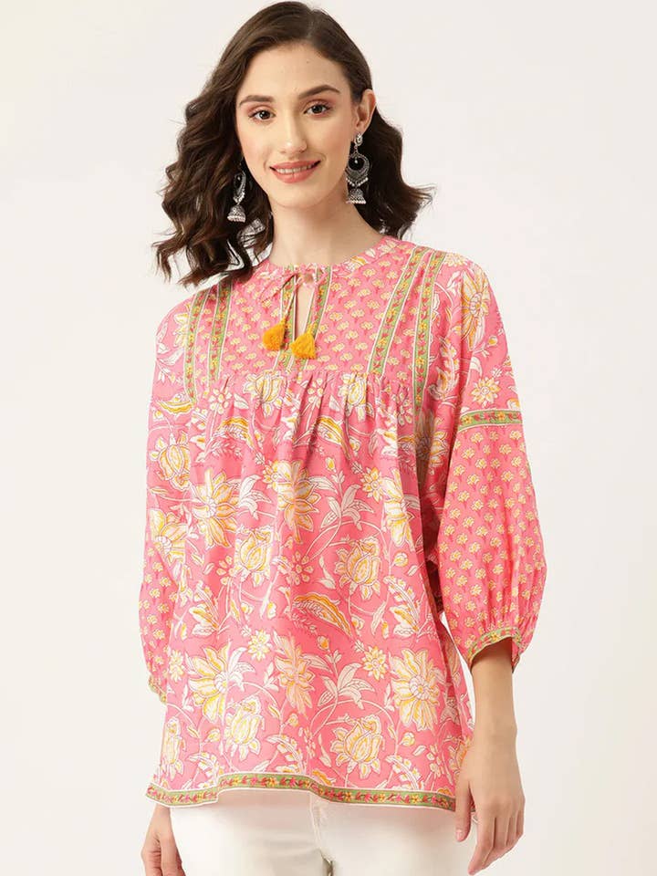 Boho Dreams Top | Pink for wholesale by Jaipur Morni USA