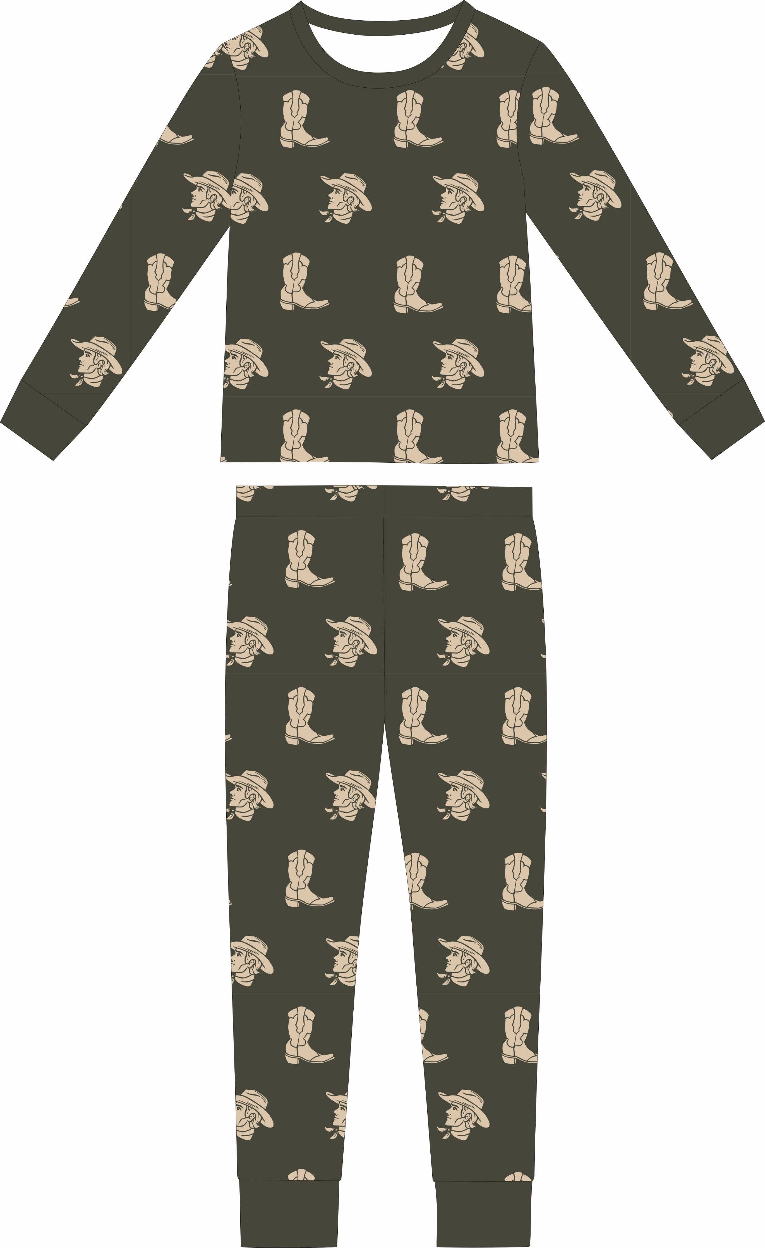 Bleu & Co - Wholesale Lounge Set - Kids - Convertible Two-Way Zipper One Piece | Camo Cowboy4