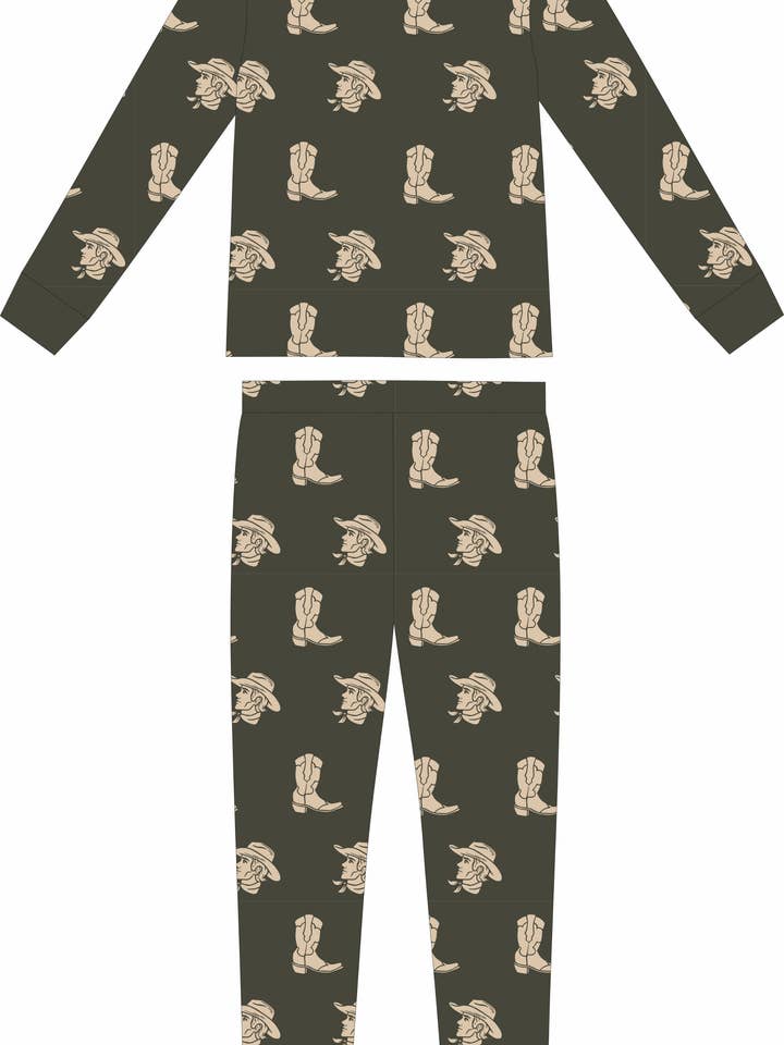 Bleu & Co - Wholesale Lounge Set - Kids - Convertible Two-Way Zipper One Piece | Camo Cowboy4