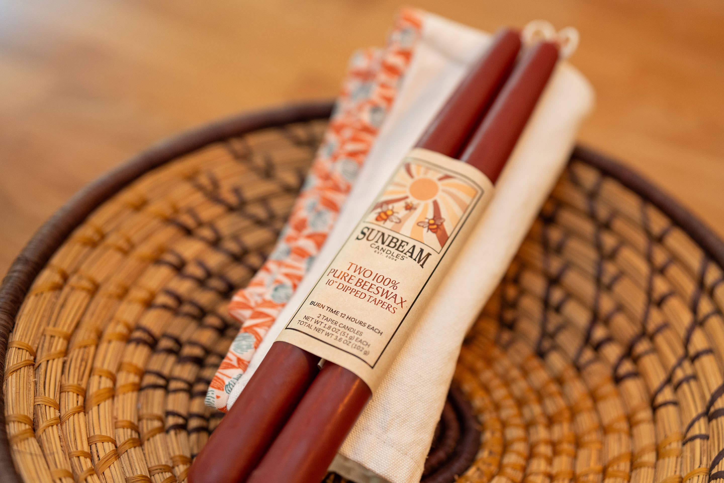 Sunbeam Candles, Inc – Vela/castiçal cónico por atacado – Velas Cónicas de Cera de Abelha de 10" - Pares Envolvidos (caixa de 6 unidades)10