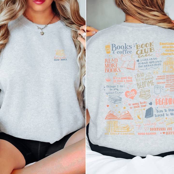 MagicMerchEmporium - Wholesale Graphic Sweatshirt - Women's - Books & Coffee Sweatshirt3