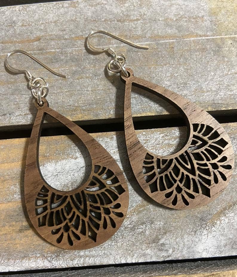 Chickadee Creations - Wholesale Dangle Earrings - Walnut wood earrings1