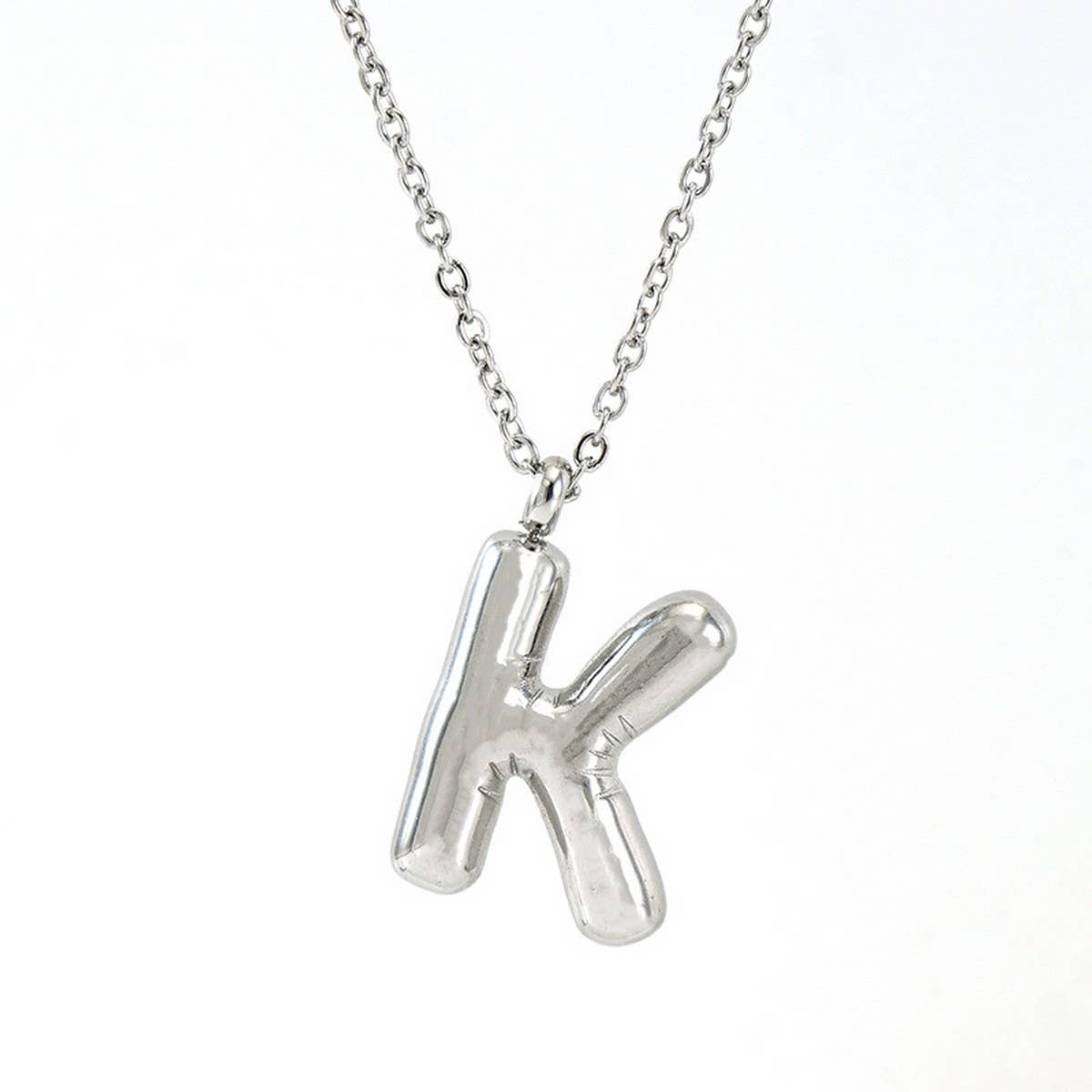 NINEXIS - Wholesale Pendant/Charm Necklace - CWAJE1946_Steel Color Bubble Letter Necklace10
