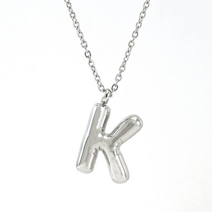 NINEXIS - Wholesale Pendant/Charm Necklace - CWAJE1946_Steel Color Bubble Letter Necklace15