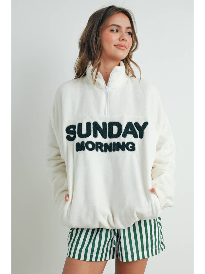 BUTTERMELON - Wholesale Sweatshirt – Women's - Sunday Morning Half-Zip Pullover Sweatshirt - BMT757910