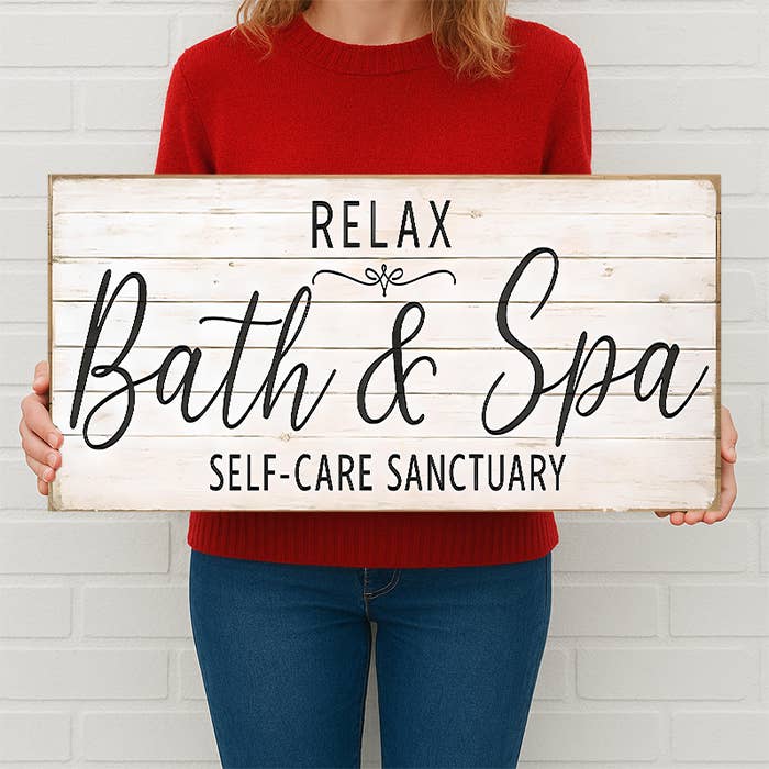 Cartel de Metal Relax Bath & Spa – Santuario de Autocuidado para el Baño para venta al por mayor de The British Metal Signs Company