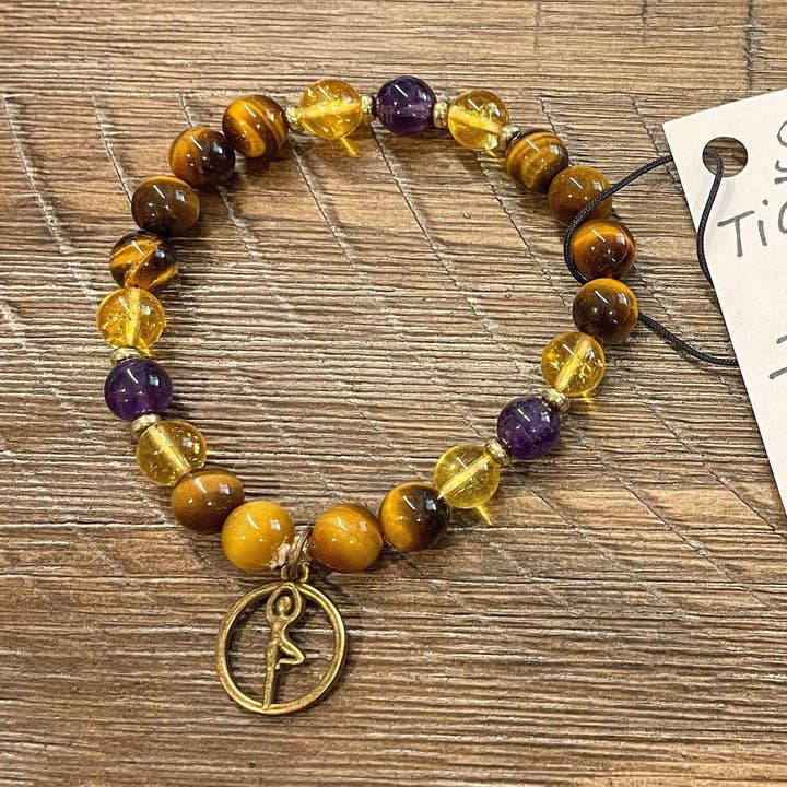 STRENGTH Strong Tigers Eye Citrine Amethyst Beaded Bracelet FEELINGS Collection Intention Affirmations Handcrafted Boho Hippie Chic for wholesale by PetrichorKC