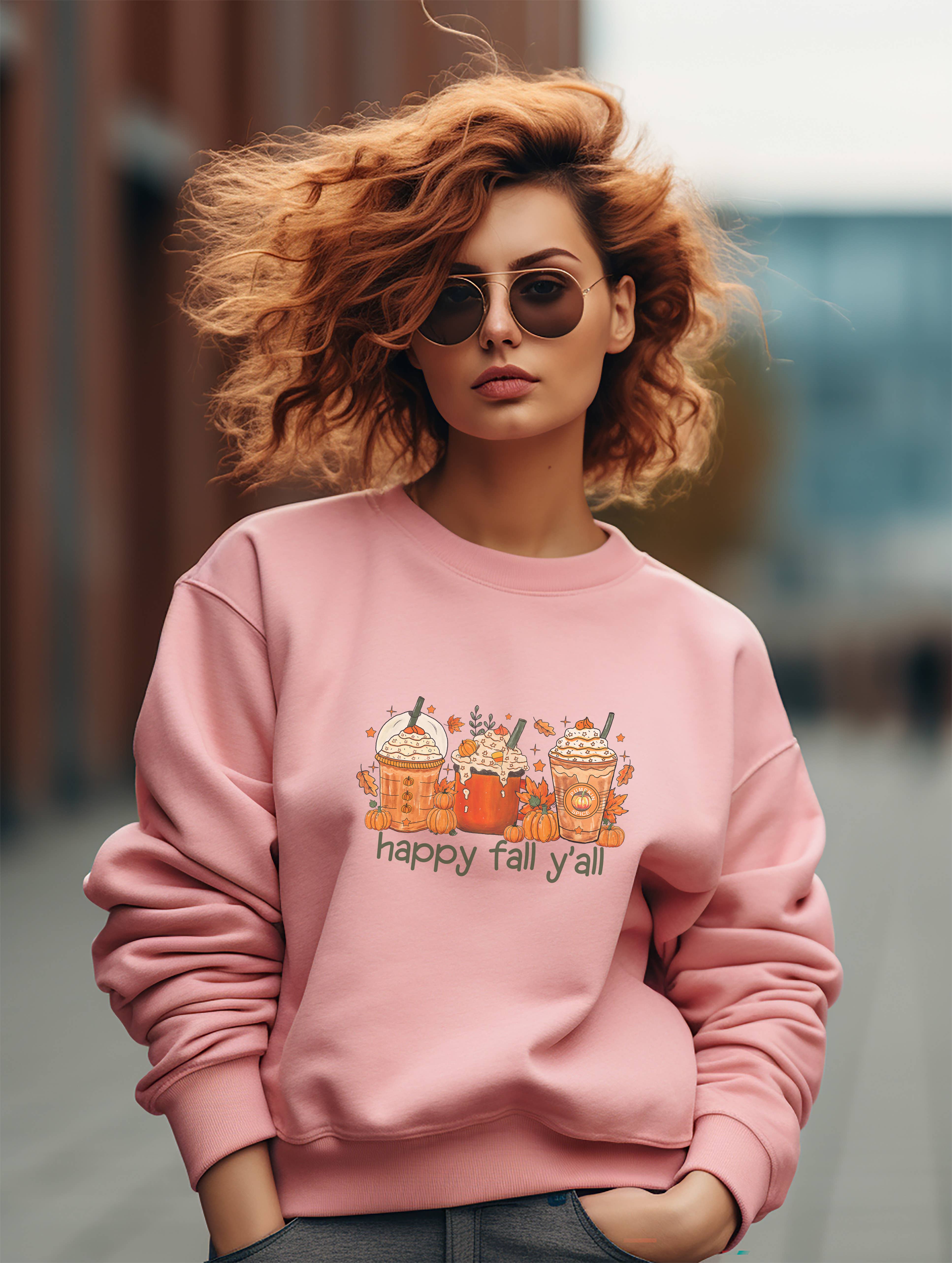 Peanut Bunny – wholesale Sweatshirt med tryck - Dam – Happy Fall Y'all - Hösttröja3