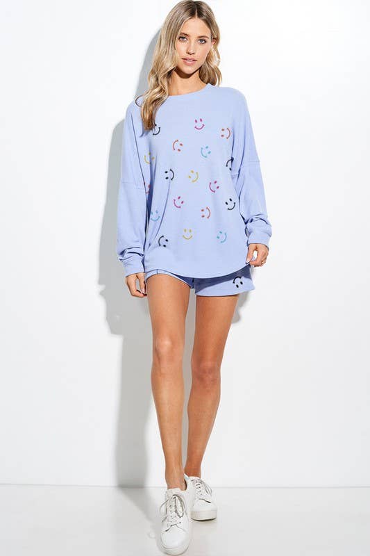 Lemon Tree - Wholesale Lounge Set - Women's - Mini smile face all over  loungewear set1