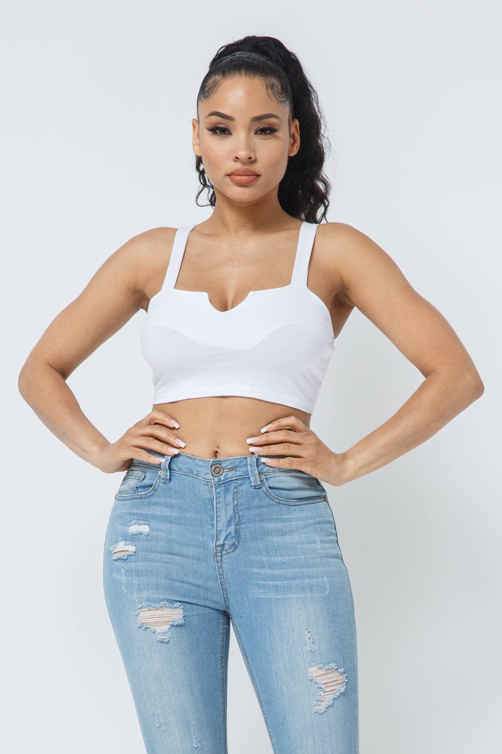 Julia by LoveJ - Wholesale Knit Top - Women's - V Cut Detail Sleeveless Crop Top15