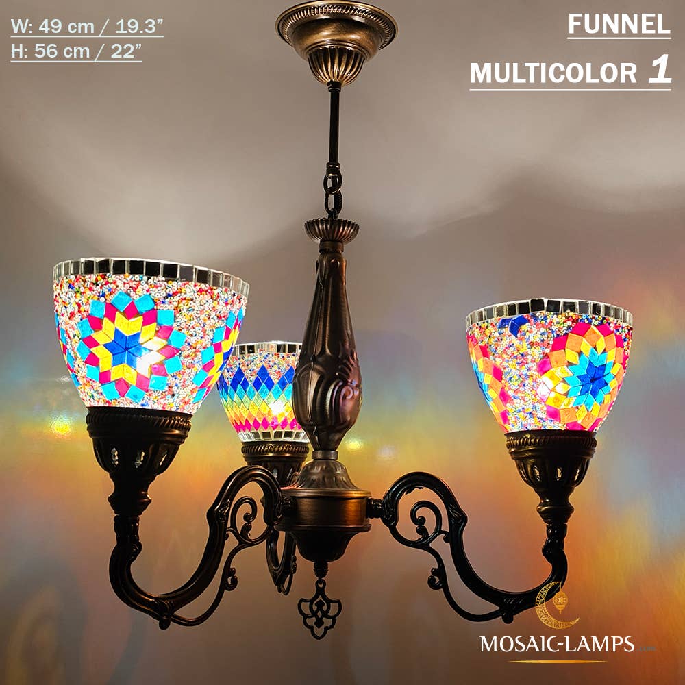 Mosaic Lamps – Candeeiro/lâmpada suspensa por atacado – Mosaico 3 Globo Feito à Mão Turco Marroquino Árabe Oriental Boh28