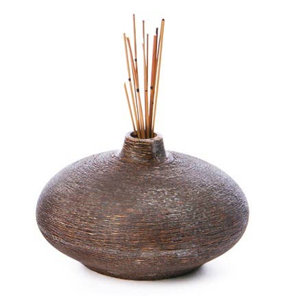 Brown Grooved Ceramic Vase Reed Holder for wholesale by Willow Group