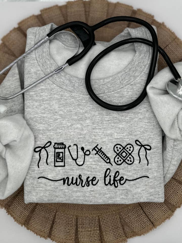 Nurse Life Embroidered Sweatshirt for wholesale by Merexi Embroidery